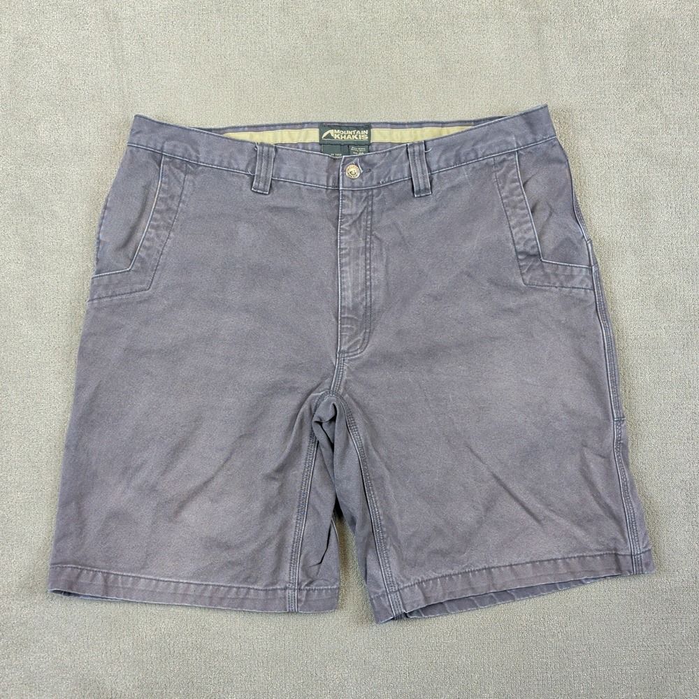 Mountain Khakis Alpine Utility Shorts Mens 40 Gray Cotton Canvas Rugged Hiking